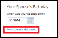 "My spouse is deceased" link