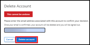 Delete account button