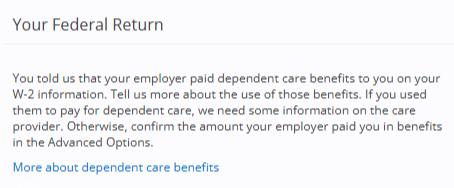 Dependent Care Benefits Error
