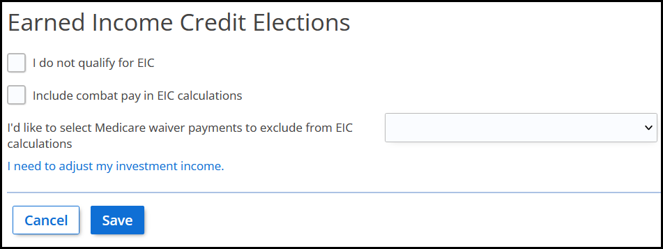 EIC Elections screen
