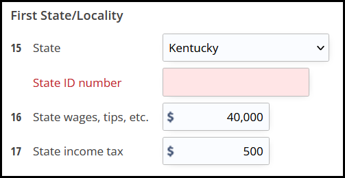 Highlighted required entry